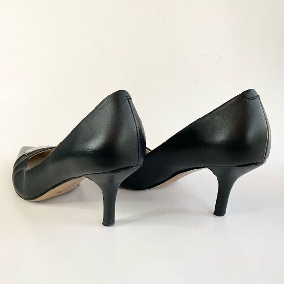 Coach Leather Point Cap Toe Black Silver Plate Emblem Stiletto Heel Zan Size 9.5 - Picture 5 of 10